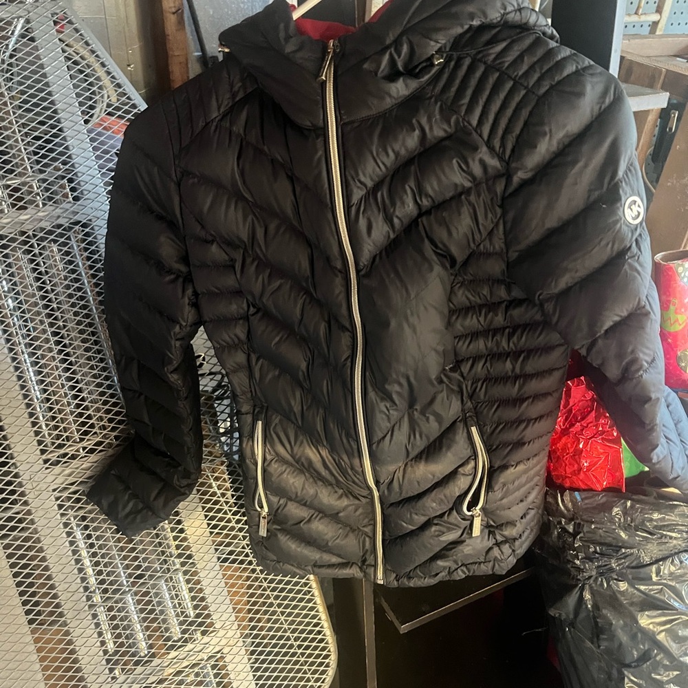 Michael Kors Black Quilted Hooded Puffer Jacket